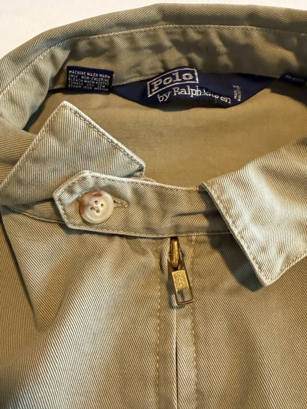 Vintage 80s POLO RALPH LAUREN Khaki Tan Harrington Jacket XL